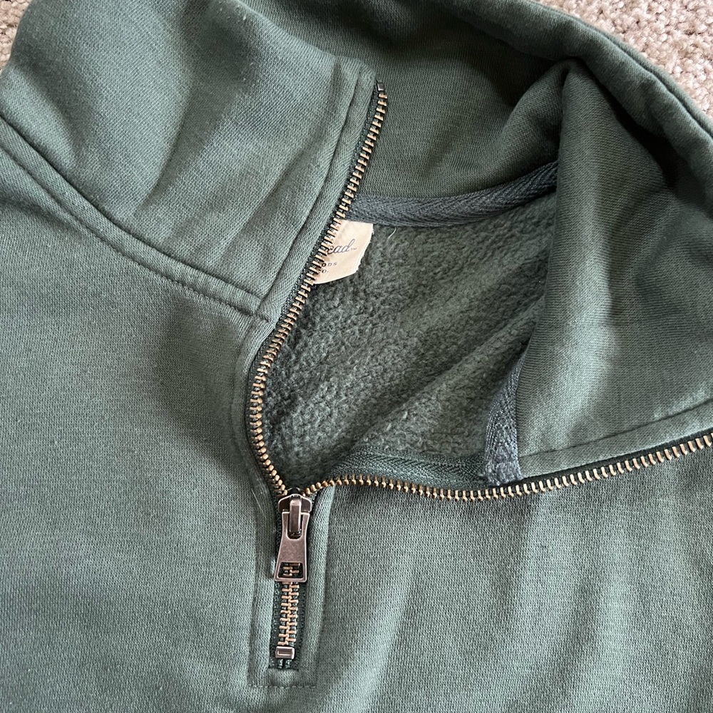 Forest Green Half-Zip Pullover Sweatshirt - Picture 3 of 3